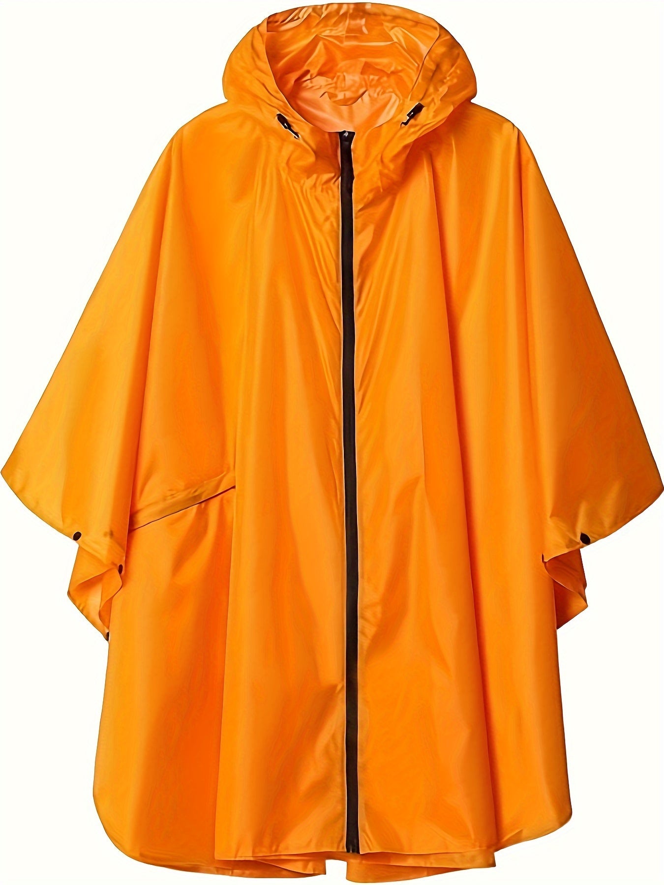 Waterproof Hooded Rain Poncho Jacket for Women - Zip-Up Design with Pockets, Semi-Sheer Non-Stretch Polyester Fabric, Machine Washable, Perfect for Rainy Days and Outdoor Activities