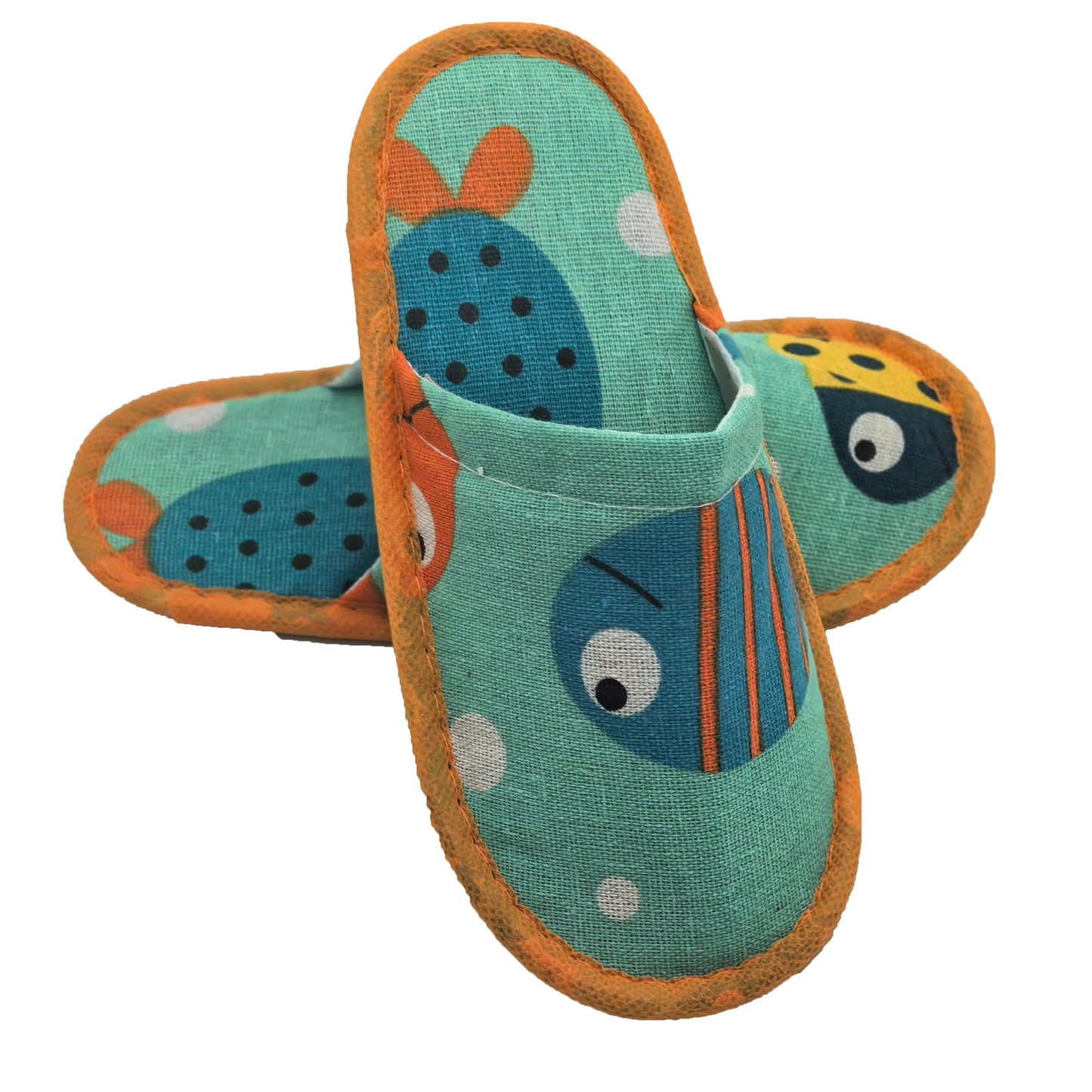 Kids' Cartoon Fish Design Slippers - Soft Fabric & Non-Slip EVA Sole For Spa, Home, Travel | Perfect For Boys & Girls