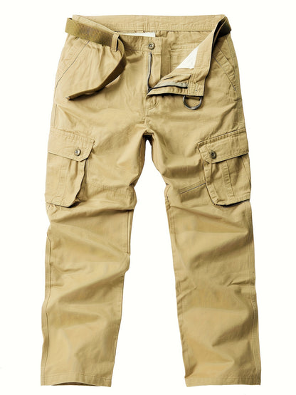 Men's Solid Color Cargo Pants - Trendy Loose Fit, Flap Pockets, Comfortable Casual Wear, Versatile, Breathable, and Durable