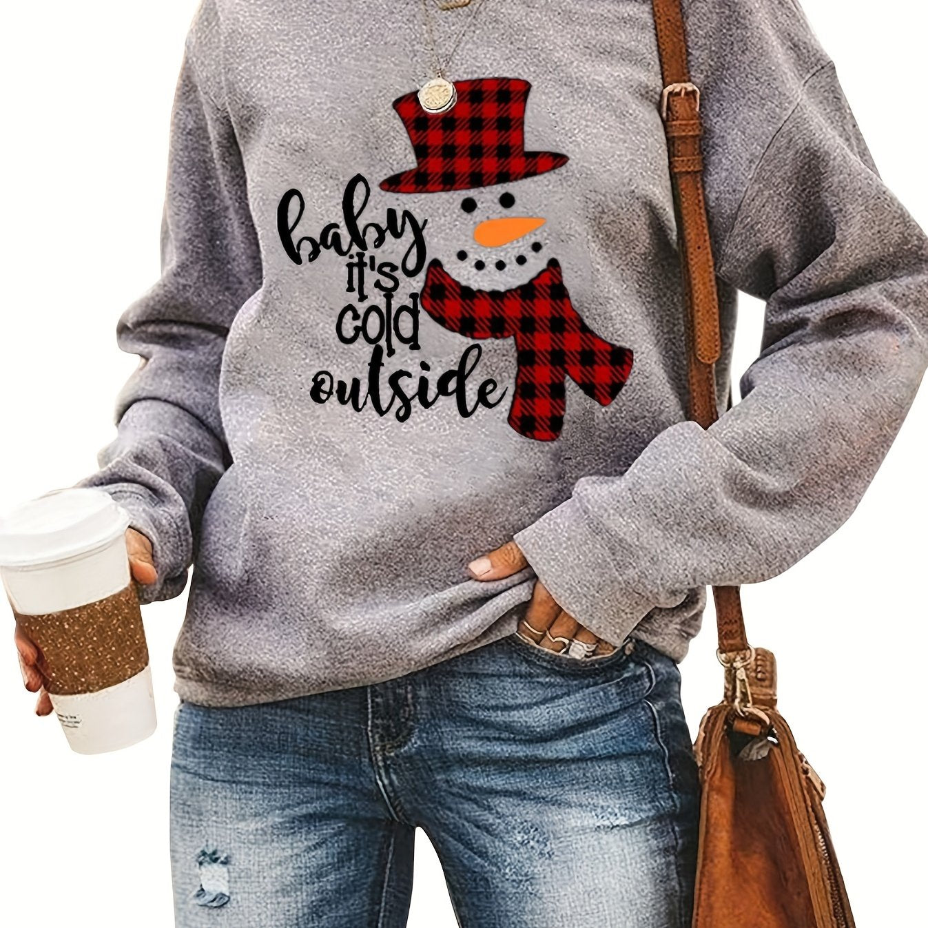 Cozy Women's Merry Christmas Print Sweatshirt - Soft Long Sleeve Pullover with Casual Style, Festive Holiday Design, and Relaxed Fit for Ultimate Comfort