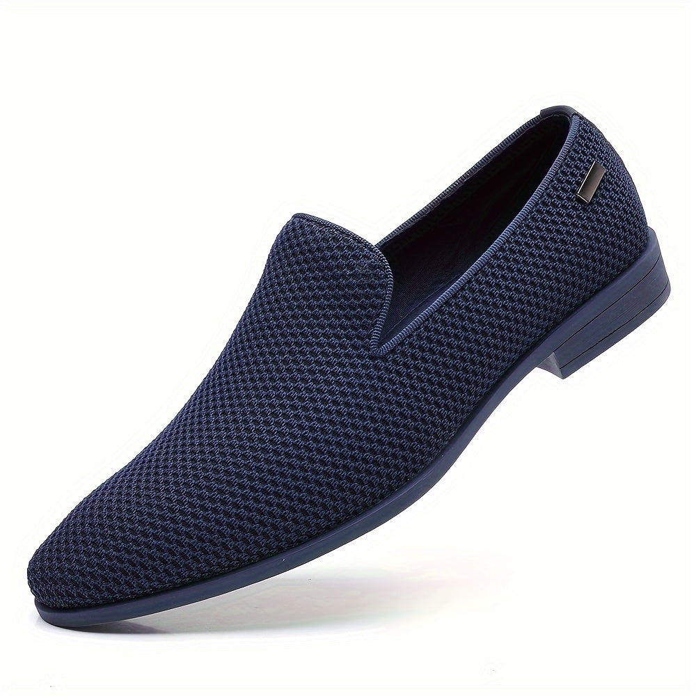 Plus Size Mens Low Top Solid Colour Breathable Sock Loafer Shoes - Comfy Non Slip Durable Rubber Sole, Soft PU Inner, Fabric Insole, Pointed Toe, Business Casual Formal Wear - Perfect for Middle Aged Men, Daily, Wedding, Summer, All-Season Comfort