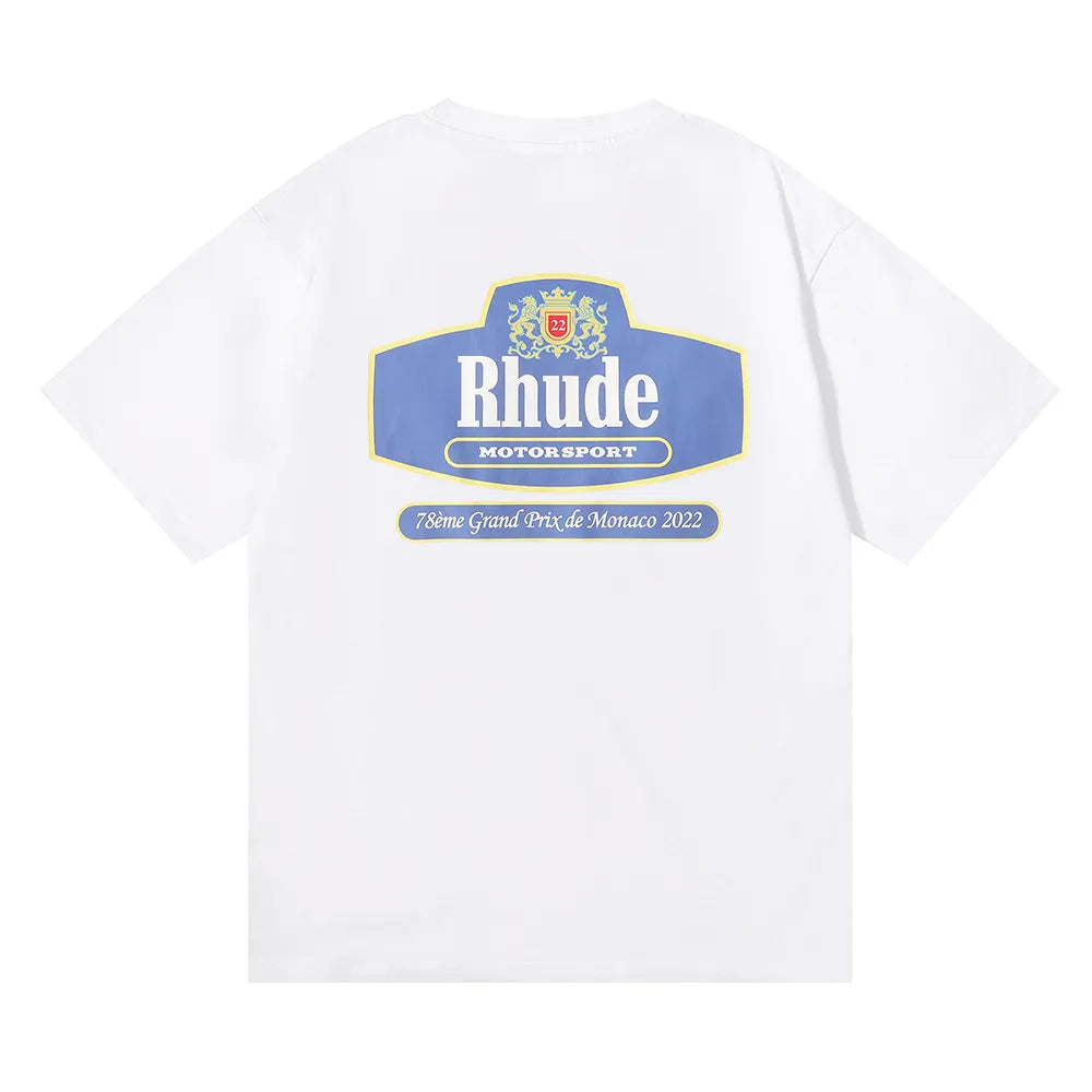 Brand Rhude T Shirts Designer Shirt Men Shorts Print White Black S M L Xl Street Cotton Fashion Youth Mens Tshirts Tshirt