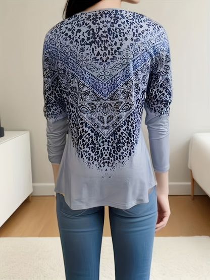 Chic Vintage-Inspired Long Sleeve Tee - Cozy & Stylish for Spring/Fall - Womens Casual Fashion