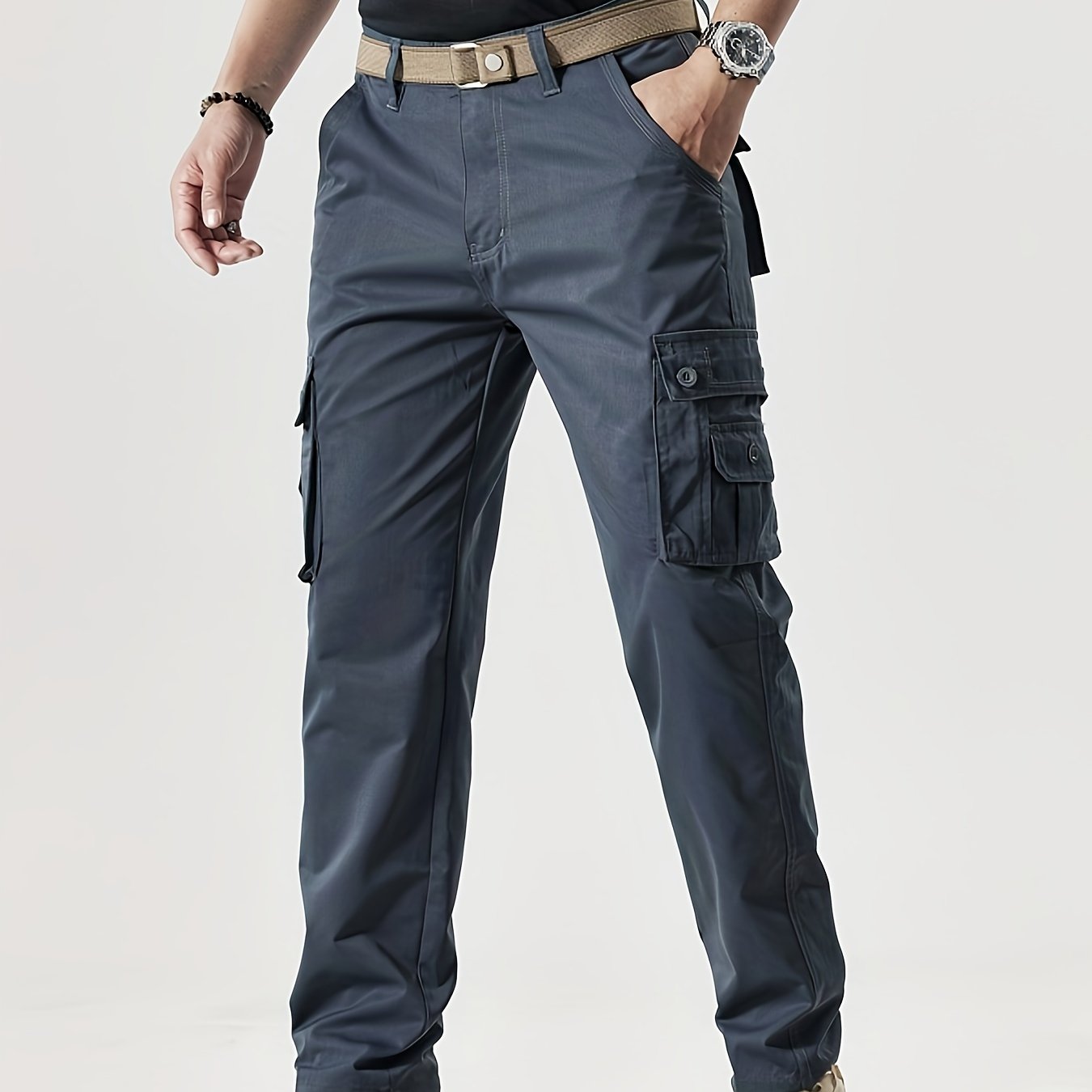 Multi-Pocket Cargo Pants for Men - Loose Fit, Straight Leg, Water-Resistant, Breathable, and Durable - Ideal for Outdoor Activities, Hiking, Fishing, Angling, and Work