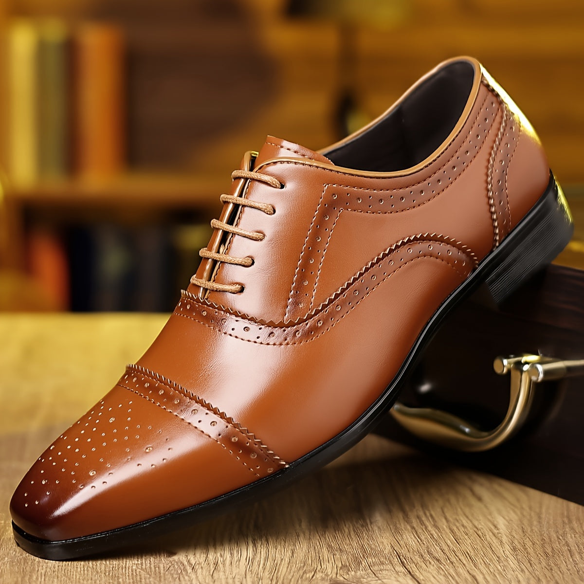 Mens Premium Cap-toe Brogue Oxford Shoes - Fashionable, Comfortable & Durable - Breathable, Anti-skid, Slip-resistant - Ideal for Business Office, All Seasons