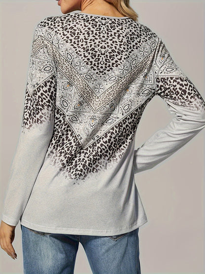 Chic Vintage-Inspired Long Sleeve Tee - Cozy & Stylish for Spring/Fall - Womens Casual Fashion