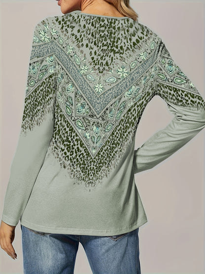 Chic Vintage-Inspired Long Sleeve Tee - Cozy & Stylish for Spring/Fall - Womens Casual Fashion