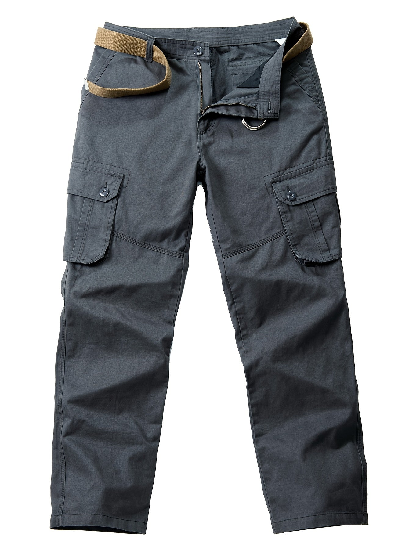 Men's Solid Color Cargo Pants - Trendy Loose Fit, Flap Pockets, Comfortable Casual Wear, Versatile, Breathable, and Durable