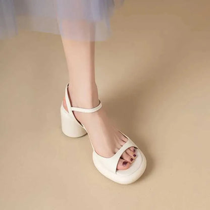 Dress Shoes  New Leisure and Comfortable Womens Outdoor Open Toe Sandals Summer Round Button Fashion High Heel Beach H240527