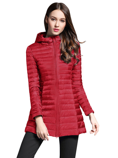 Stylish Zipper Pocket Hooded Coat - Water-Resistant, Casual, Long Sleeve, Fall & Winter Outwear for Women - Solid Color, Comfortable, Versatile, and Perfect for Daily Life