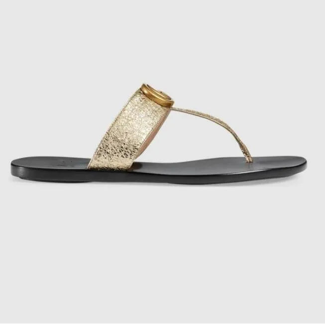 Summer luxury G Sandals Designer women Flip flops Slipper Fashion Genuine Leather slides Metal Chain Ladies Casual shoes