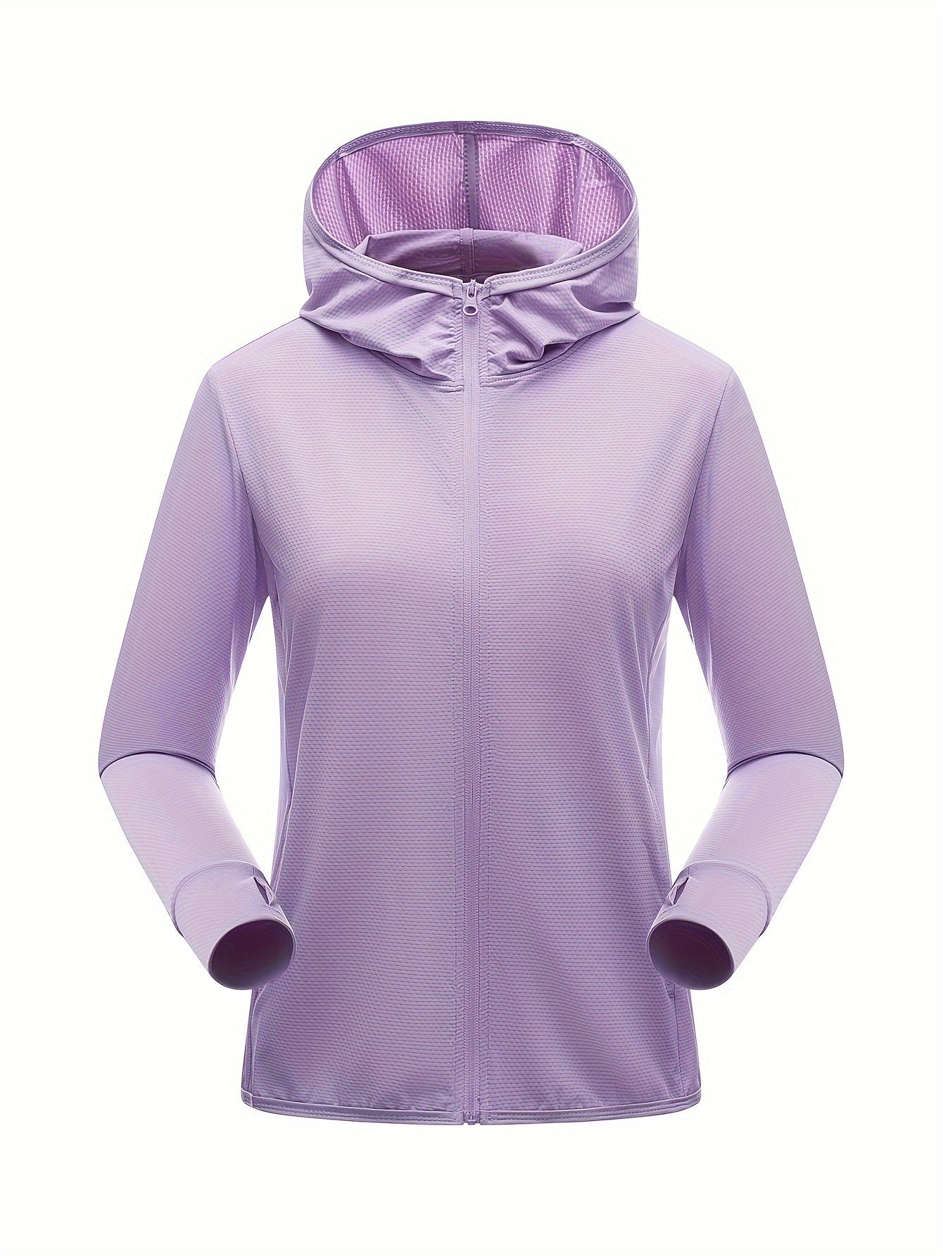 Women's Quick-Dry Hooded Activewear Jacket – Breathable, Sun-Protective, Ideal for Outdoor Sports and Activities