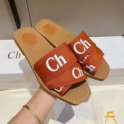 Dhgate Designer Sandal Man Woody Clog Mule Flat Sandale Slide Letter Loafers Tazz Slipper Womans Pink Red Slippers Summer Beach Platform Canvas Shoe Flip Flop