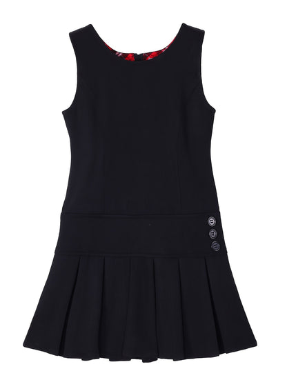 Stretchy School Uniform Dress for Girls - Sleeveless Pleated Hem Jumper with Comfortable Fit - Ideal for School Days and Special Occasions