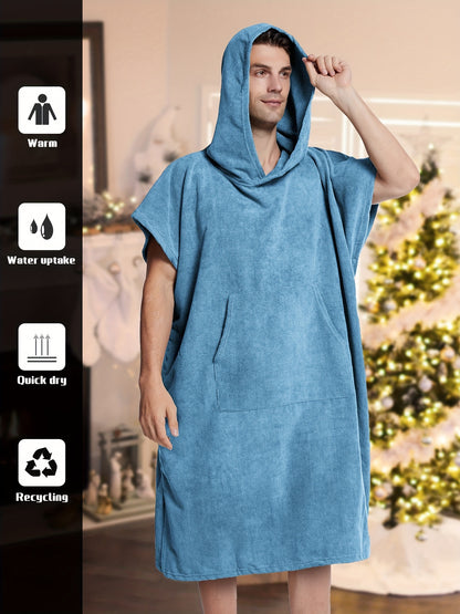 Men's Quick Drying Towel Robe Hoodie For Home Pajamas Wear Night-robe Bathrobe After Bath, Gift For Men (suitable For People Between 160 And 190 In Height)