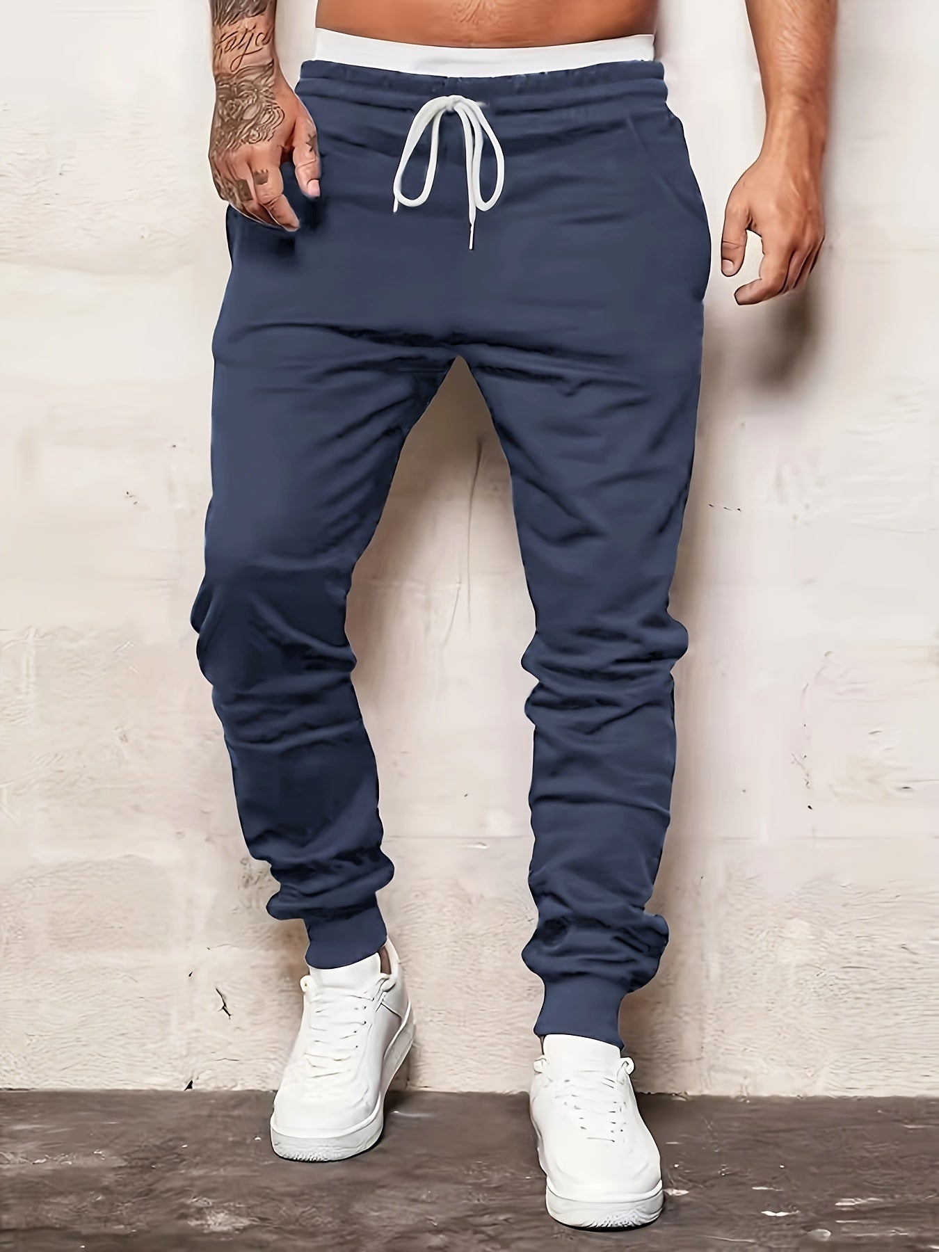 Mens Comfortable Loose Fit Joggers with Drawstring Waist - Durable Sweatpants for Casual Winter & Fall Running, Stylish Jogging - Elastic Sides Pockets for Active Outdoors