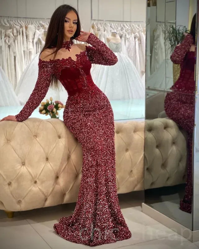 April Aso Ebi Bury Mermaid Prom Lace Beaded Sexy Evening Formal Party Second Reception Birthday Engagement Gowns Dress Robe De Soiree