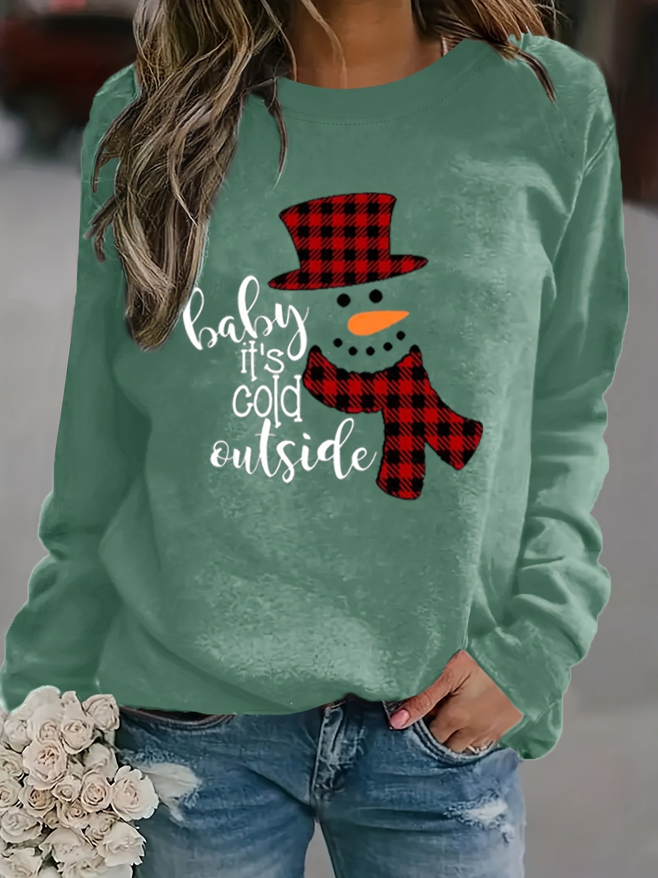 Cozy Women's Merry Christmas Print Sweatshirt - Soft Long Sleeve Pullover with Casual Style, Festive Holiday Design, and Relaxed Fit for Ultimate Comfort