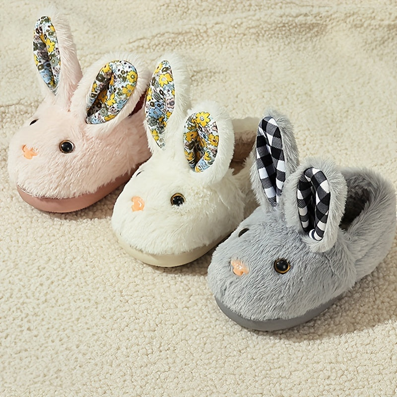 Girls' Adorable Bunny Fuzzy Slippers-Non-Slip Sole-Comfy Warm Indoor Footwear-Perfect for Chilly Seasons