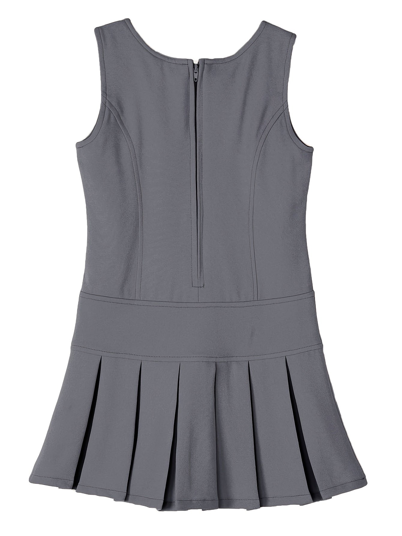 Stretchy School Uniform Dress for Girls - Sleeveless Pleated Hem Jumper with Comfortable Fit - Ideal for School Days and Special Occasions