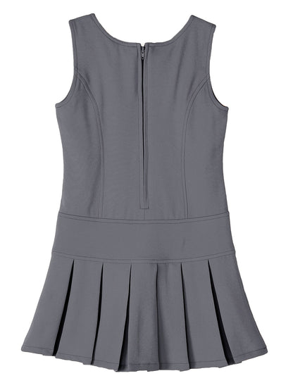 Stretchy School Uniform Dress for Girls - Sleeveless Pleated Hem Jumper with Comfortable Fit - Ideal for School Days and Special Occasions