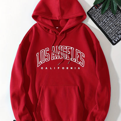 Stylish Los Angeles Graphic Print Hoodie - Soft, Casual, Long Sleeve, Drawstring, Kangaroo Pocket, Relaxed Fit Sweatshirt for Women - Perfect for Everyday Wear