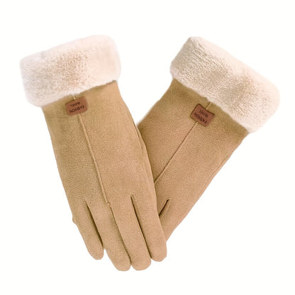 Winter Plus Velvet Warm Gloves Plush Cuff Stretch Gloves Outdoor Casual Sports Split Finger Gloves