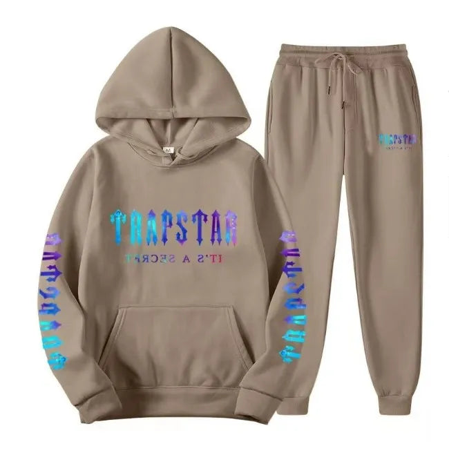 Mens hoodie Trapstar tracksuit and shooters tracksuit rainbow hoodedEmbroidery Plush Letter Decoration Thick sportswear men and women sportswear suit trousers