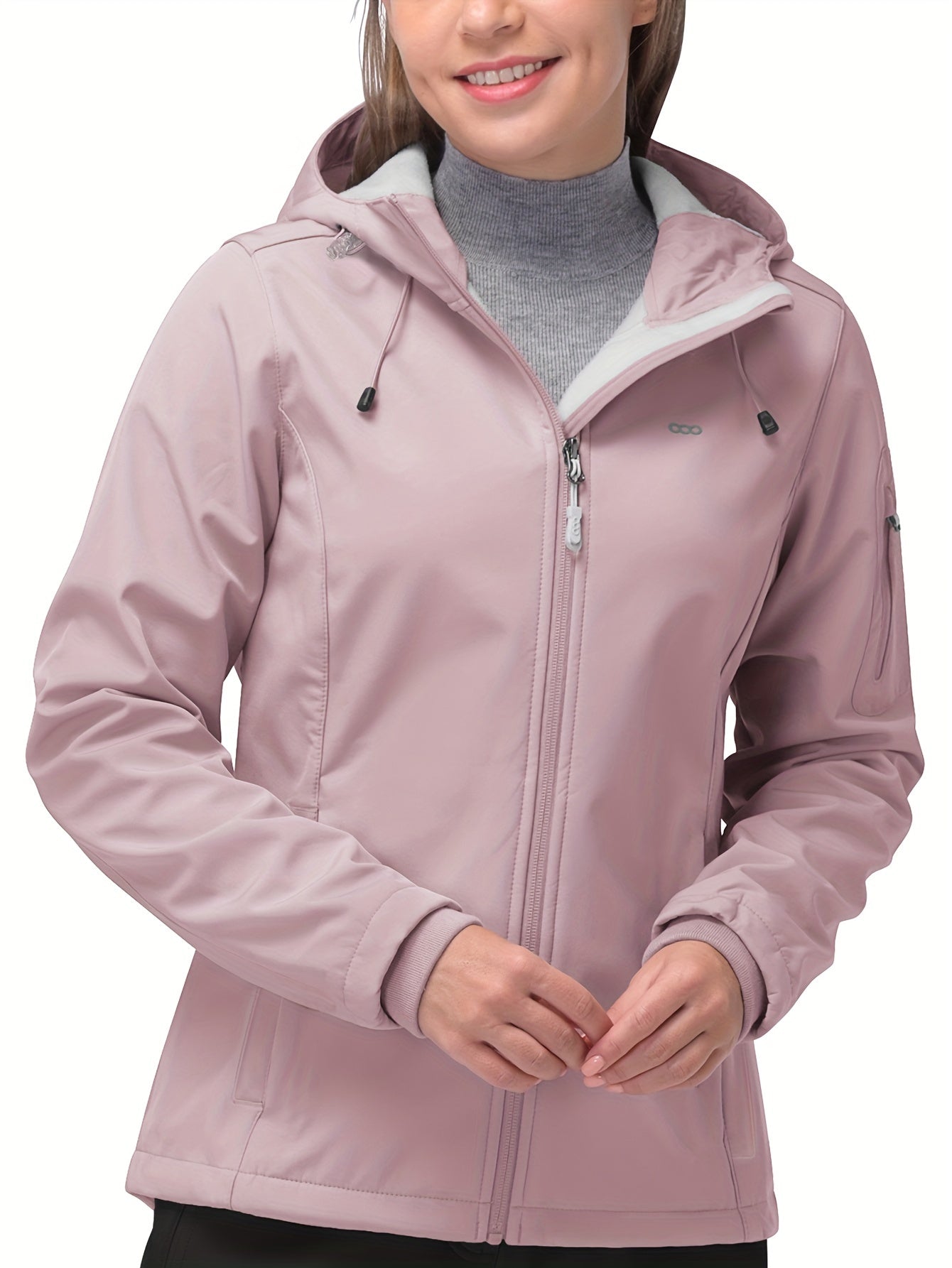 Waterproof Winter Sports Coat - Windproof Fleece Lined, Zipper Pocket, Breathable, Quick-Drying, Reflective, Long Sleeves, Sporty Design - Women's Activewear for Outdoor Activities, Hiking, Camping, Cycling, and Skiing