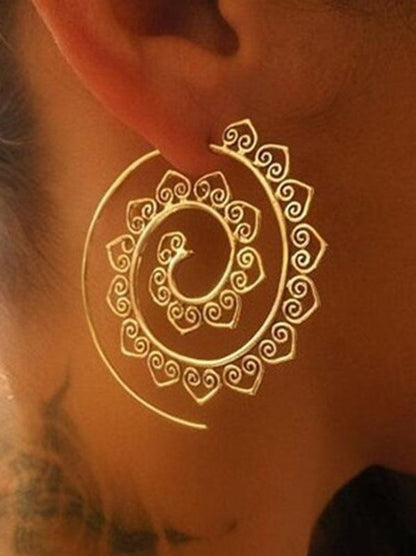 sengpan 2024 New Retro Alloy Heliciform Hollow Earrings