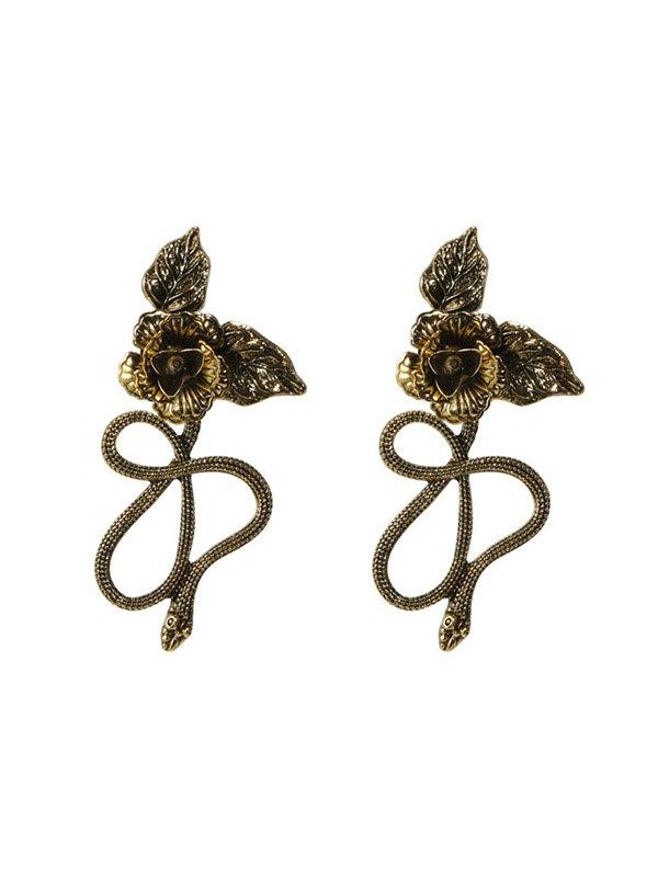 sengpan 2024 New Vintage Snake Shape Flower Shape Earrings Accessories