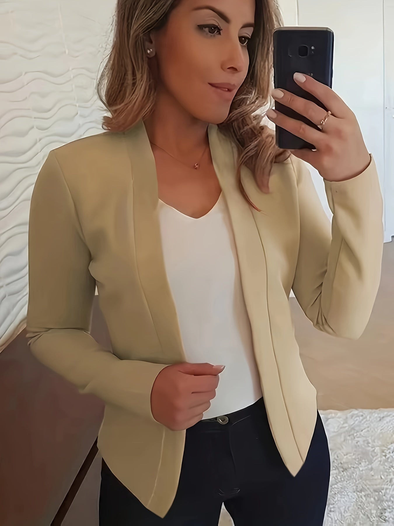 Fall/Winter Chic Blazer for Women - Durable, Easy-Care, Stand Collar Casual Office Jacket