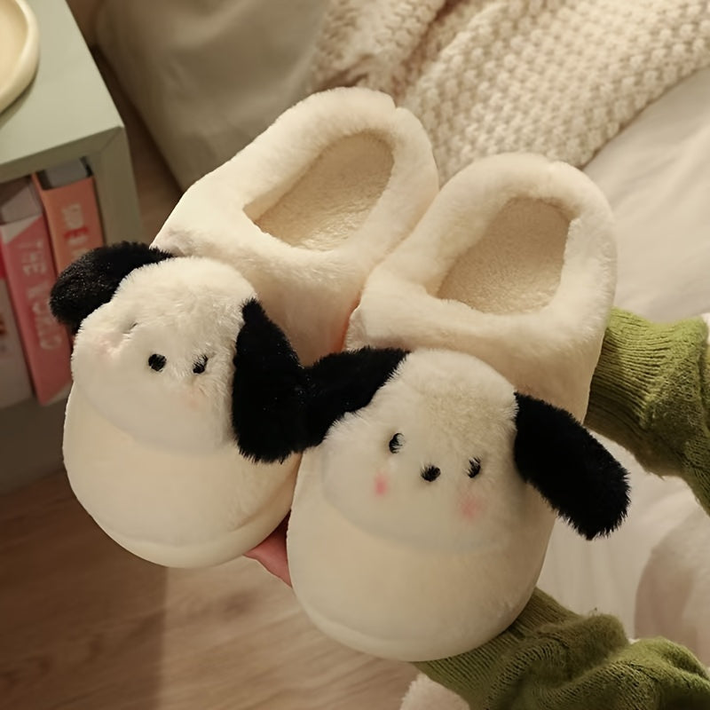 Sanrio Pochacco Plush Slippers - Cozy & Warm Indoor/Outdoor Winter Shoes, Thick Sole, Hand-Washable