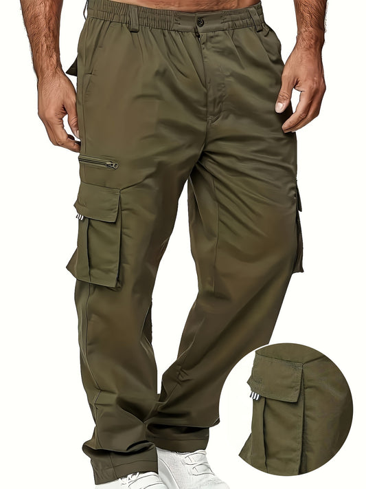 Plus Size Men's Multi-Pocket Relaxed Fit Cargo Pants - Comfortable, Versatile, and Durable Design for Outdoor Enthusiasts and Workers - Ideal for All Seasons and Occasions