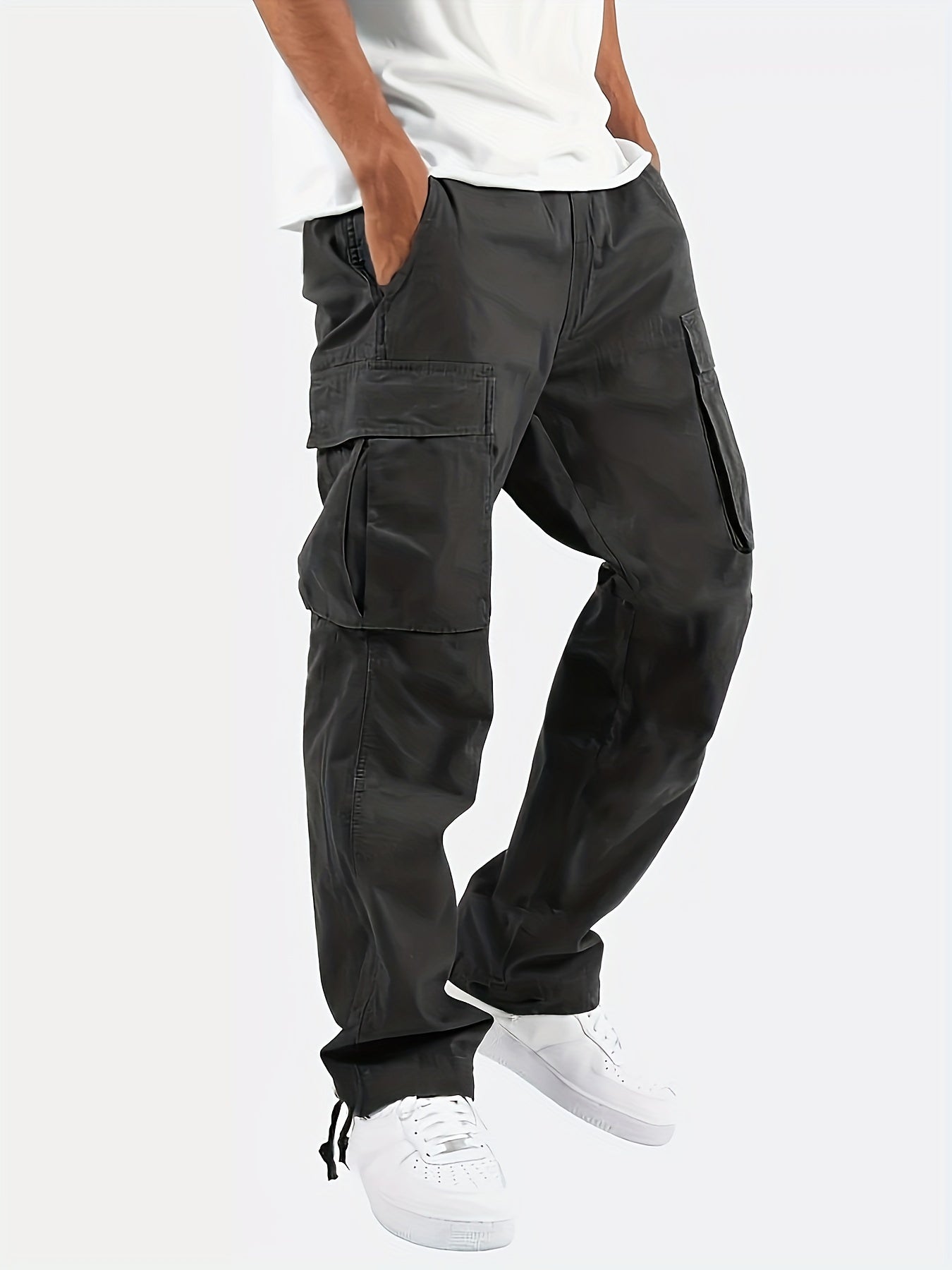 Men's Versatile Cargo Pants - Drawstring, Multi-Pocket Design, Comfort Fit for Work & Casual Wear