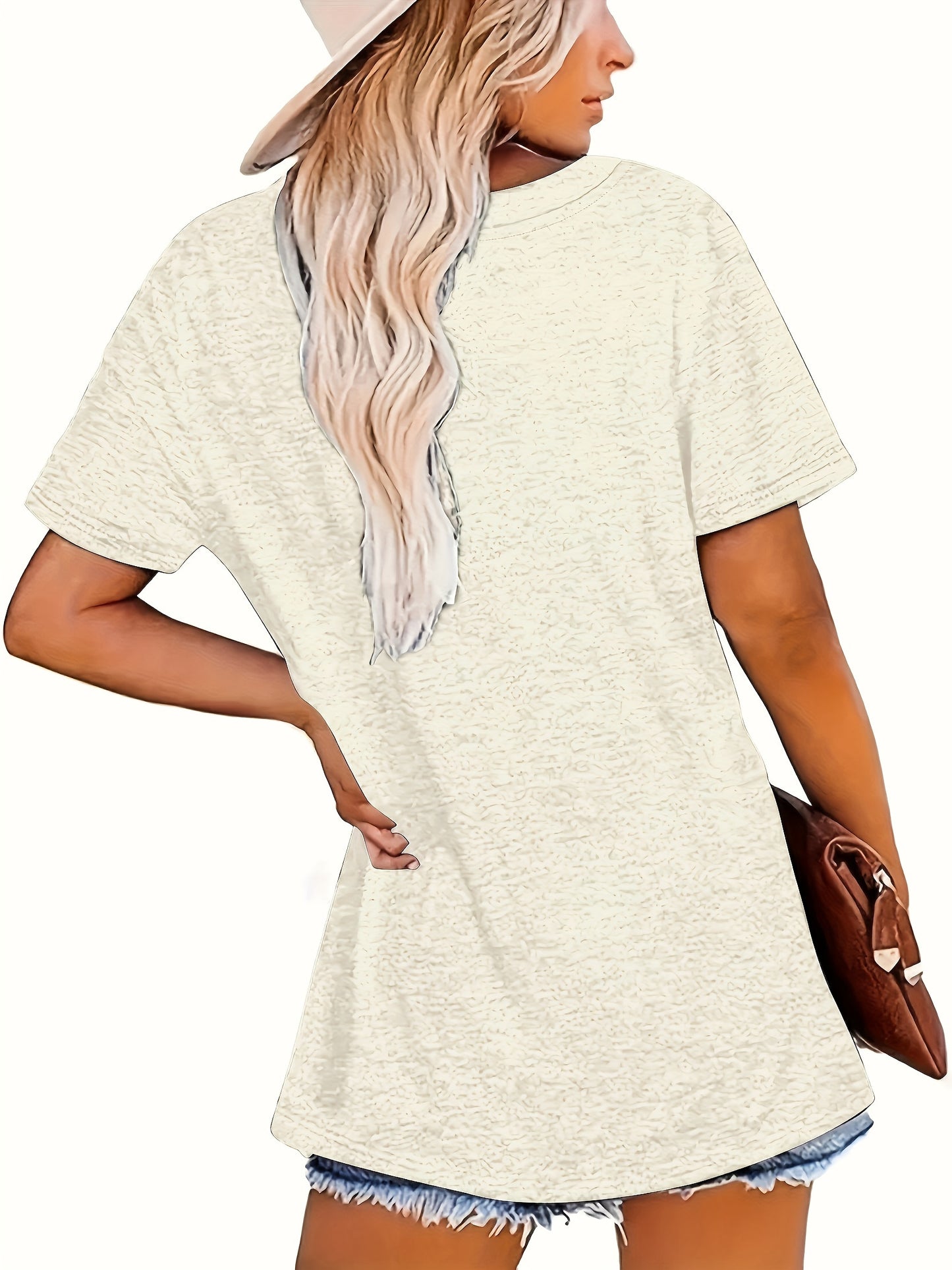 Womens Fashionable Letter Print T-Shirt - Comfortable Crew Neck, Short Sleeve, Casual Summer Top - Versatile Wardrobe Staple