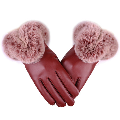 Chic Winter Warmth: Touchscreen-Ready, Water-Resistant PU Leather Mittens in Sleek Monochrome - Windproof Elegance