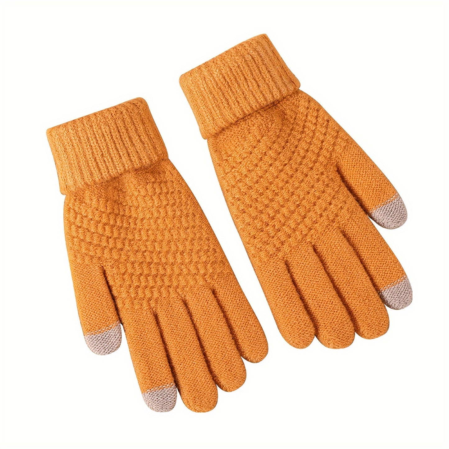 Luxurious Knit Jacquard Touchscreen Gloves - Velvety Soft, Ultra-Warm, and Coldproof - Universally Flattering Unisex Design with Innovative Split Finger Technology for Autumn Winter