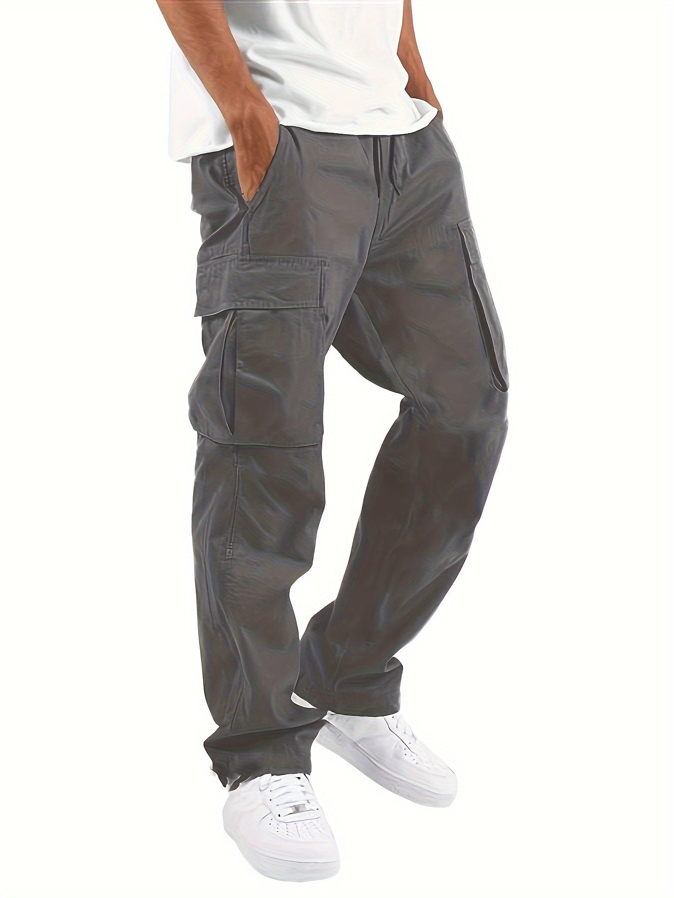 Men's Versatile Cargo Pants - Drawstring, Multi-Pocket Design, Comfort Fit for Work & Casual Wear