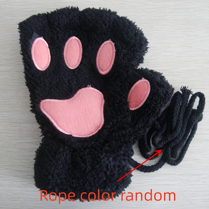 Cute Cat Claw Plush Gloves Stylish Thick Warm Half Finger Gloves Autumn Winter Soft Cozy Fuzzy Gloves