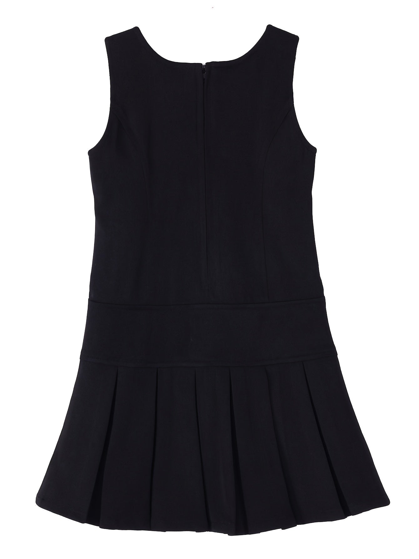 Stretchy School Uniform Dress for Girls - Sleeveless Pleated Hem Jumper with Comfortable Fit - Ideal for School Days and Special Occasions