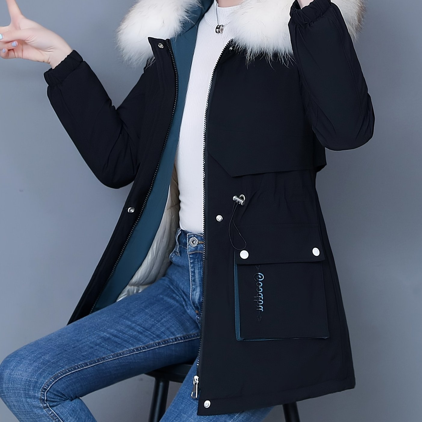 Long Padded Coat For Women, New Thickened Style With Hood, Loose Fit, Popular Jacket, Fashionable Parka Coat Suitable For Winter