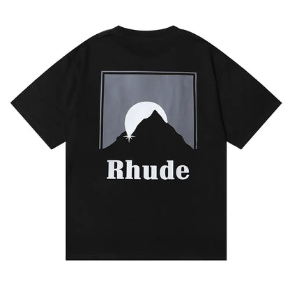 Brand Rhude T Shirts Designer Shirt Men Shorts Print White Black S M L Xl Street Cotton Fashion Youth Mens Tshirts Tshirt