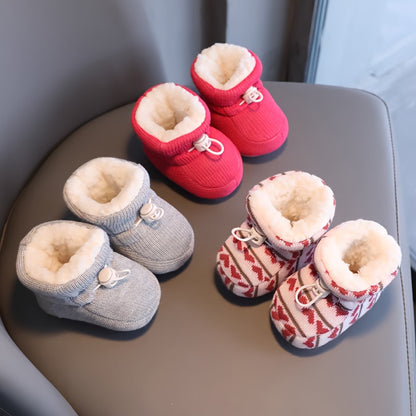 Children's Shoes Winter Thickened Fleece Warm Shoes Soft Sole Walking Shoes 6-9-12 Months Anti-slip Shoes