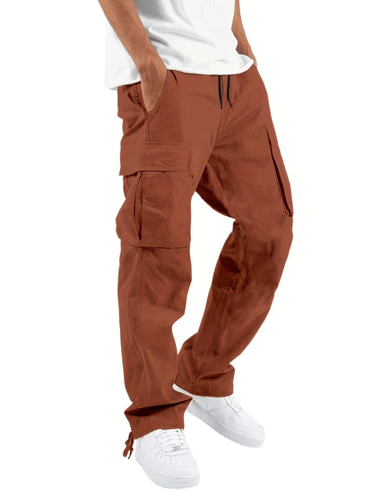 Men's Versatile Cargo Pants - Drawstring, Multi-Pocket Design, Comfort Fit for Work & Casual Wear