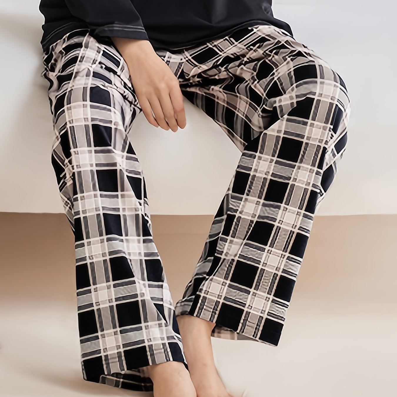 Men's Stylish Plaid Super Loose Pajama Pants, Stylish All-match Pants, Comfy & Breathable For Summer