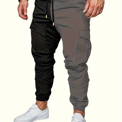 Men's Comfort-Fit Cargo Joggers - Drawstring, Stretch, Flap Pocket - Ideal for Spring & Autumn Casual Wear