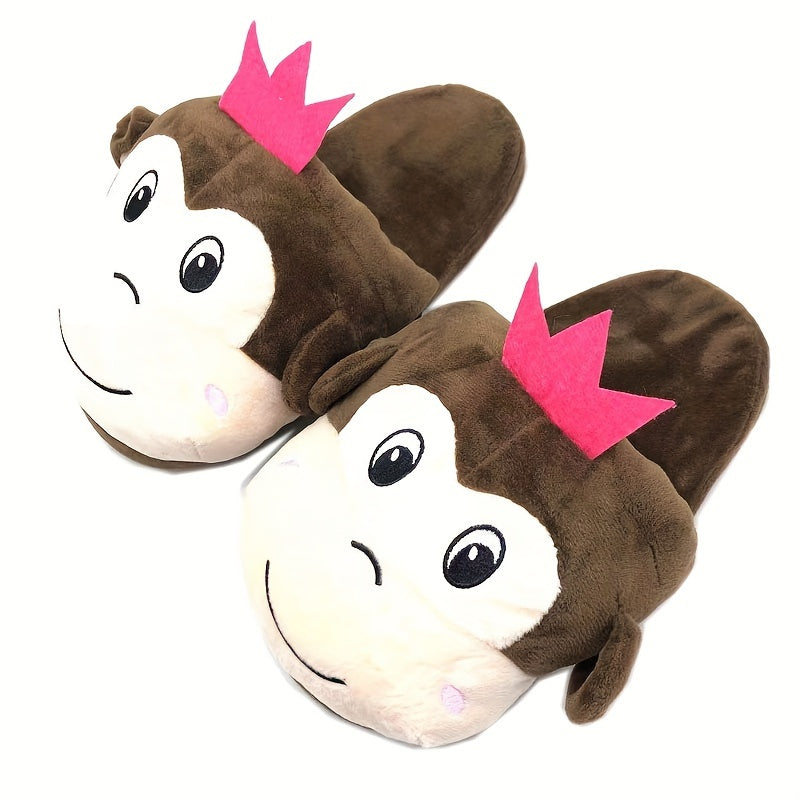 Adorable Monkey Slip-On Shoes - Soft, Warm, Lightweight, and Cozy Indoor Walking Shoes for Boys and Girls - Perfect for Autumn and Winter Seasons