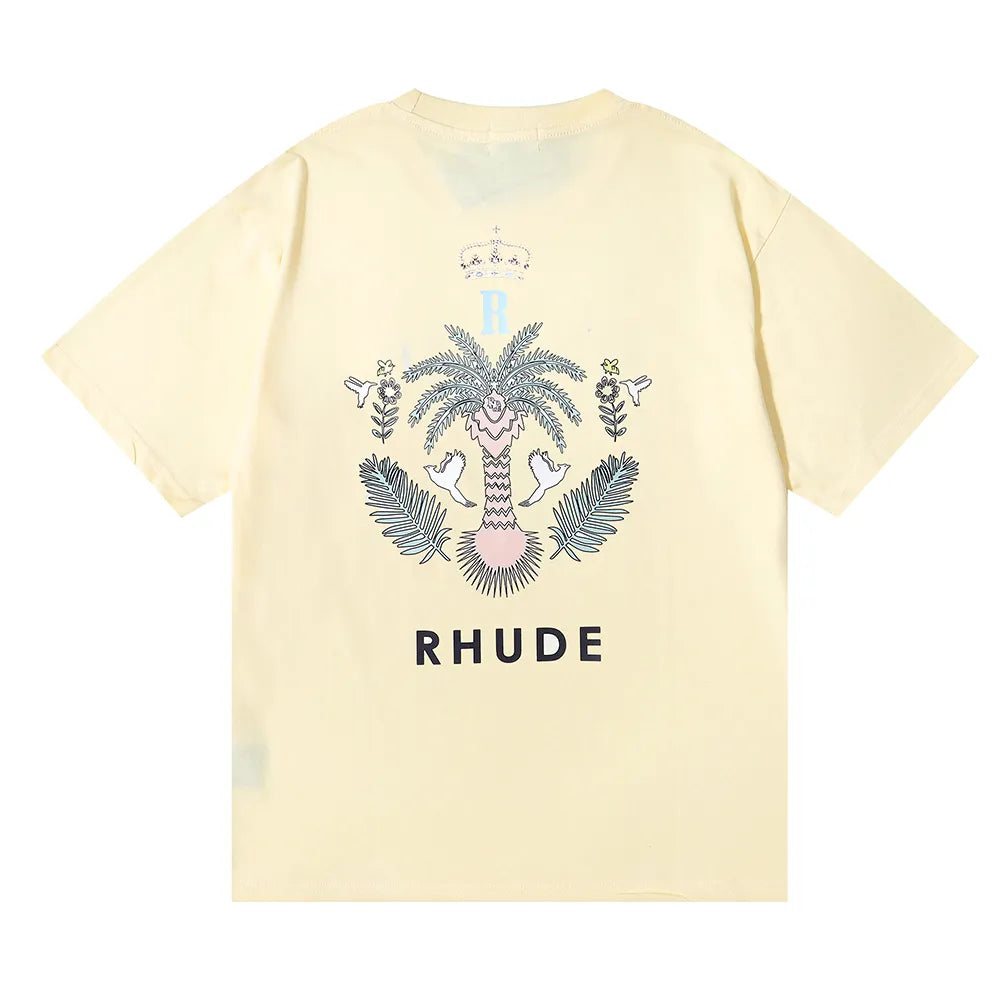 Brand Rhude T Shirts Designer Shirt Men Shorts Print White Black S M L Xl Street Cotton Fashion Youth Mens Tshirts Tshirt