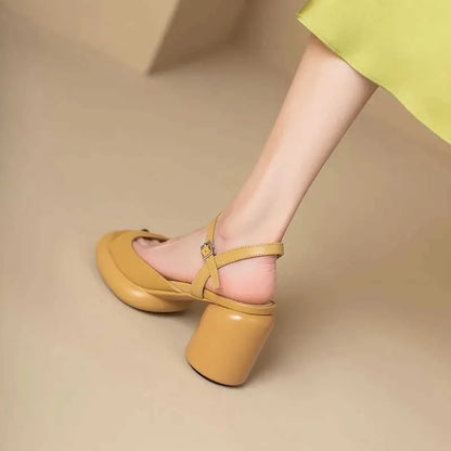 Dress Shoes  New Leisure and Comfortable Womens Outdoor Open Toe Sandals Summer Round Button Fashion High Heel Beach H240527